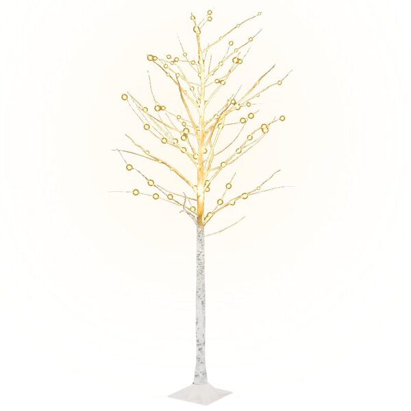 vidaXL Bouleau blanc à LED 128 LED Blanc chaud 220 cm