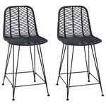 vidaXL Chaise de bar 2 pc Noir 44 5 x 54 5 x 97 5 cm Rotin et métal