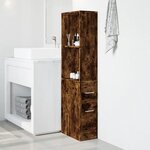 vidaXL Armoire de salle de bain étroite avec roulettes chêne fumé