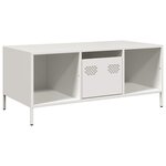vidaXL Table basse blanc 101 5x50x43 5 cm acier laminé à froid