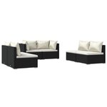 vidaXL Salon de jardin 6 Pièces avec coussins Résine tressée Noir