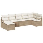 vidaXL Ensemble de canapé de jardin 7 Pièces Beige Poly rotin