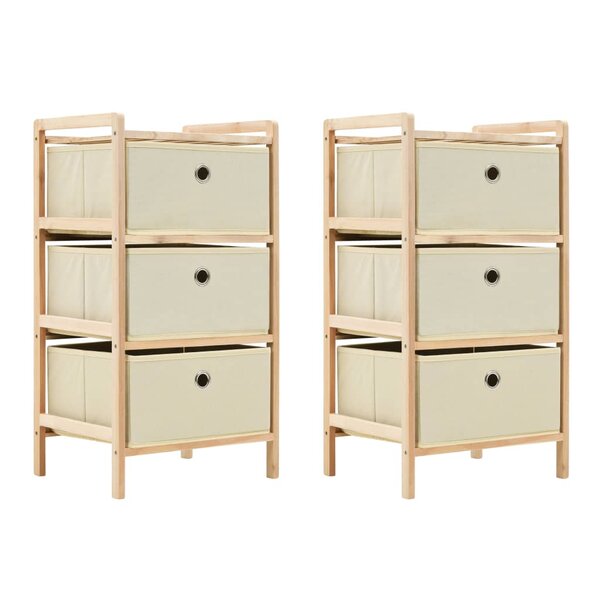 vidaXL Étagères de rangement avec 3 paniers en tissu 2 Pièces beige cèdre