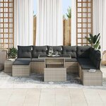 vidaXL Ensemble de canapé de jardin 9 Pièces Gris clair Poly rotin