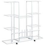 vidaXL Jardinière avec roues 94 5x24 5x91 5 cm Blanc Fer