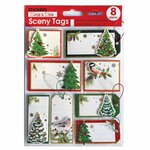 8 étiquettes cadeaux autocollantes - Sapins de Noël