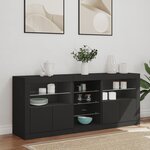 vidaXL Buffet avec lumières LED noir 162x37x67 cm