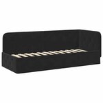 vidaXL Cadre de lit d'angle avec matelas Noir 80 x 200 cm Velours