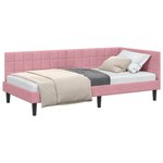 vidaXL Cadre de lit d'angle Rose 100 cm x 200 cm Velours