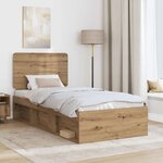 vidaXL Cadre de lit Chêne artisan 100 x 200 cm Bois de pin massif