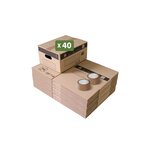 Pack and Move - Lot 40 cartons déménagement stockage S - 36 x 28x 18 cm - Poignées renforcées - 2 adhésifs offerts