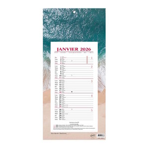 Calendrier Bloc Mensuel Mural 2026 - 16x33.5cm - La plage
