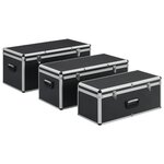 vidaXL Boîtes de rangement 3 Pièces Noir Aluminium