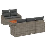 vidaXL Canapé de jardin 6 pièces avec coussins gris en poly rotin et acacia