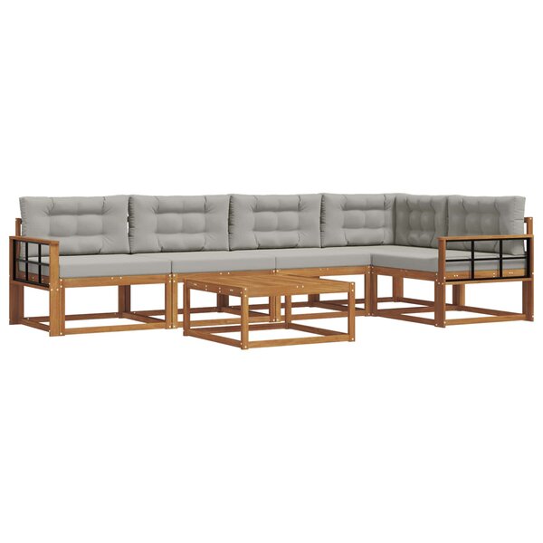 vidaXL Ensemble de canapés d'extérieur 6 Pièces Naturel et gris clair