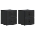 vidaXL Cabinet de chevet mural 2 Pièces Noir 33 x 34 5 x 40 cm