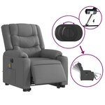 vidaXL Fauteuil inclinable de massage électrique Gris foncé Tissu