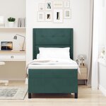 Lit à ressort vidaXL avec matelas vert foncé 90x200 cm en velours