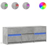 vidaXL Meuble TV avec LED gris béton 140x34x50 cm bois d'ingénierie