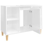 vidaXL Meuble d'évier blanc brillant 80x33x60 cm bois d'ingénierie