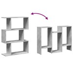 vidaXL Étagère séparatrice de pièce à 3 niveaux gris béton 70x24x97 cm