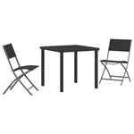 vidaXL Ensemble de salle à manger pour jardin 3 Pièces Noir