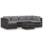 vidaXL Salon de jardin 7 Pièces avec coussins Bois imprégné de gris