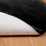 vidaXL Tapis en Fourrure Synthétique de Lapin Noir Ø 200 cm Polyester