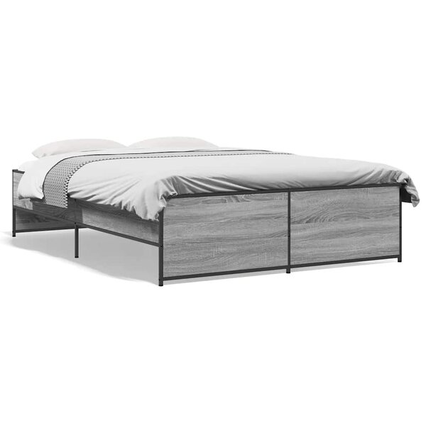 vidaXL Cadre de lit sans matelas sonoma gris 140x190 cm