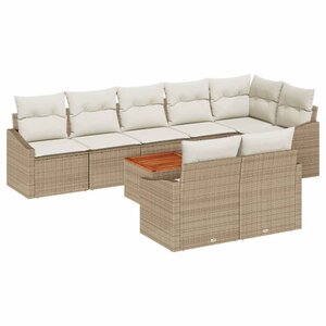 vidaXL Ensemble de canapé de jardin 9 Pièces Beige Poly rotin