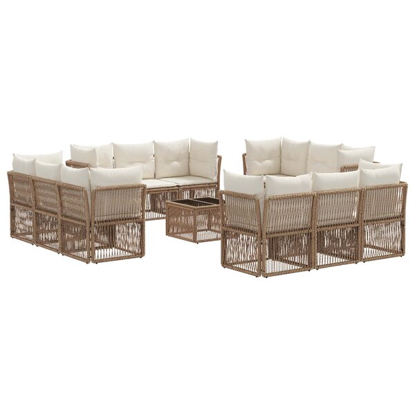 vidaXL Ensemble de canapé de jardin 13 Pièces Beige polyrotin