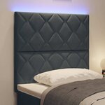vidaXL Tête de Lit LED Géométrique Gris foncé 100 cm Velours