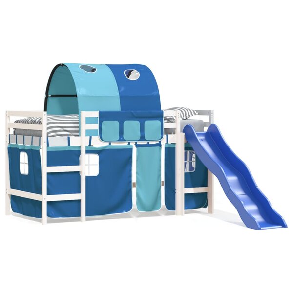 vidaXL Lit mezzanine enfants avec tunnel sans matelas bleu 90x190 cm