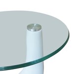 vidaXL Table basse avec dessus de table en verre rond Blanc brillant