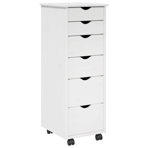 vidaXL Cabinet roulant 34 x 39 x 93 5 cm Bois de Pin Massif Blanc