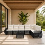 vidaXL Ensemble de canapé de jardin 8 pc Noir et blanc crème polyrotin