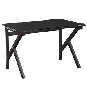 Bureau gamer table informatique 115 x 75 x 76 cm avec porte-gobelet stable k cadre en acier robuste noir 20_0005672