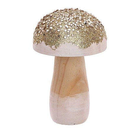 Petit champignon en bois doré