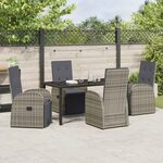 vidaXL Ensemble de salle à manger pour jardin 5 Pièces Gris polyrotin