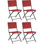 Chaise pliante en acier et toile dream (lot de 4) graphite  rouge