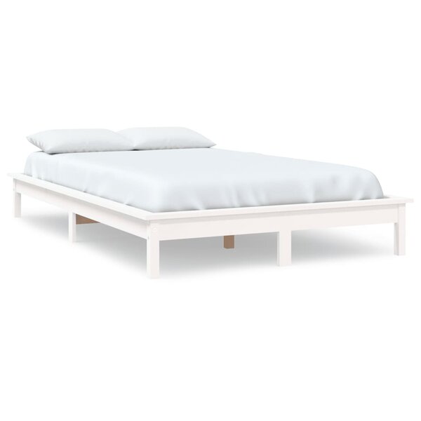 vidaXL Cadre de lit sans matelas blanc bois de pin massif