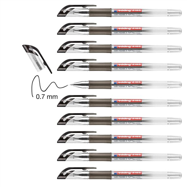 Roller Encre Gel Grip 2185 Noir Pointe 0 7 mm x 10 EDDING