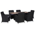 vidaXL Ensemble à manger d'extérieur 7 Pièces Résine tressée Noir