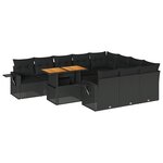 vidaXL Salon de jardin 11 Pièces avec coussins noir résine tressée
