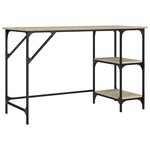 Bureau table poste de travail meuble d'ordinateur informatique étude chêne sonoma 120 x 50 x 75 cm métal et bois d'ingénierie brun 02_0023639