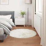 vidaXL Tapis en fausse Tafalla Blanc Ø 100 cm Polyester