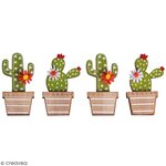 4 autocollants en bois Cactus 6 5 cm
