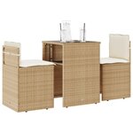 vidaXL Ensemble de bistro 3 Pièces avec coussins beige résine tressée