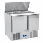 Saladette réfrigérée couvercle inox 270 l - 2 portes gn 1/1- cool head - r600a - inox21045pleine x700xmm