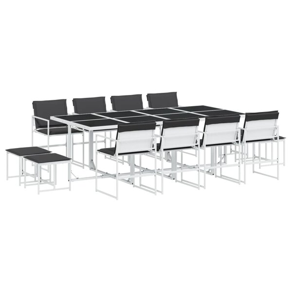 vidaXL Ensemble à manger de jardin avec coussins 13Pièces blanc textilène